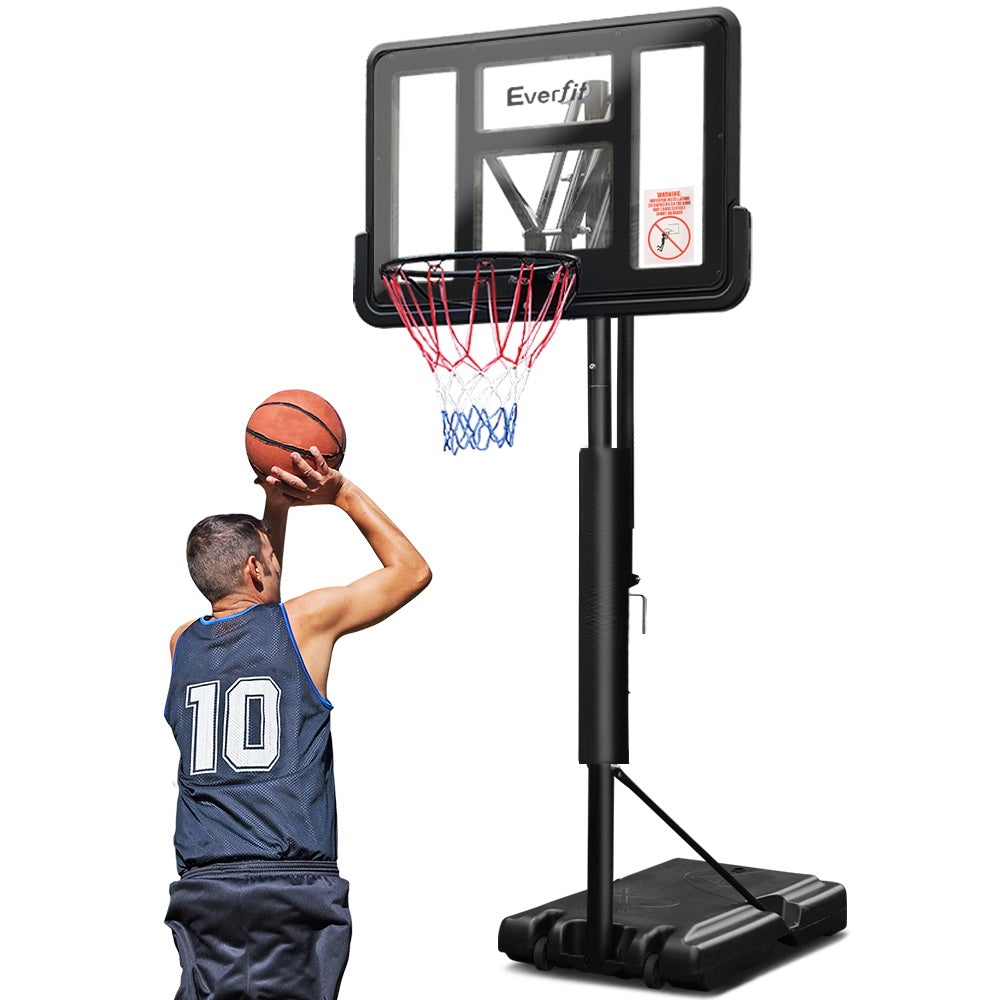 Everfit 3.05M Basketball Hoop Stand System with adjustable height and shatterproof backboard, set up for outdoor play.